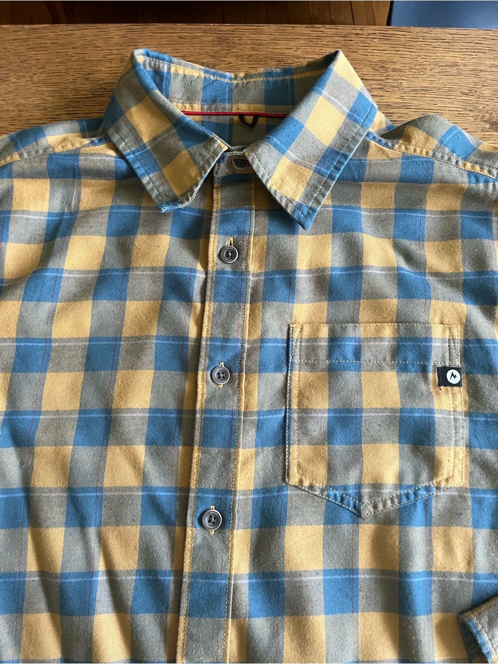 Marmot Plaid Shirt in Mustard and Teal - Picture 8 of 8